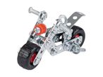 En metalmodel af en motorcykel, der kan samles.