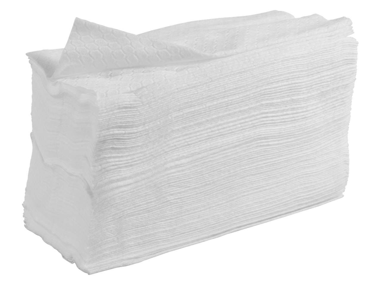 Στοίβα από λευκά μαντηλάκια καθαρισμού, με ορατή υφή κηρήθρας.