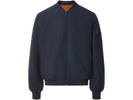 Tamsiai mėlyna Esmara Men vyriška bomber striukė su oranžiniu pamušalu.