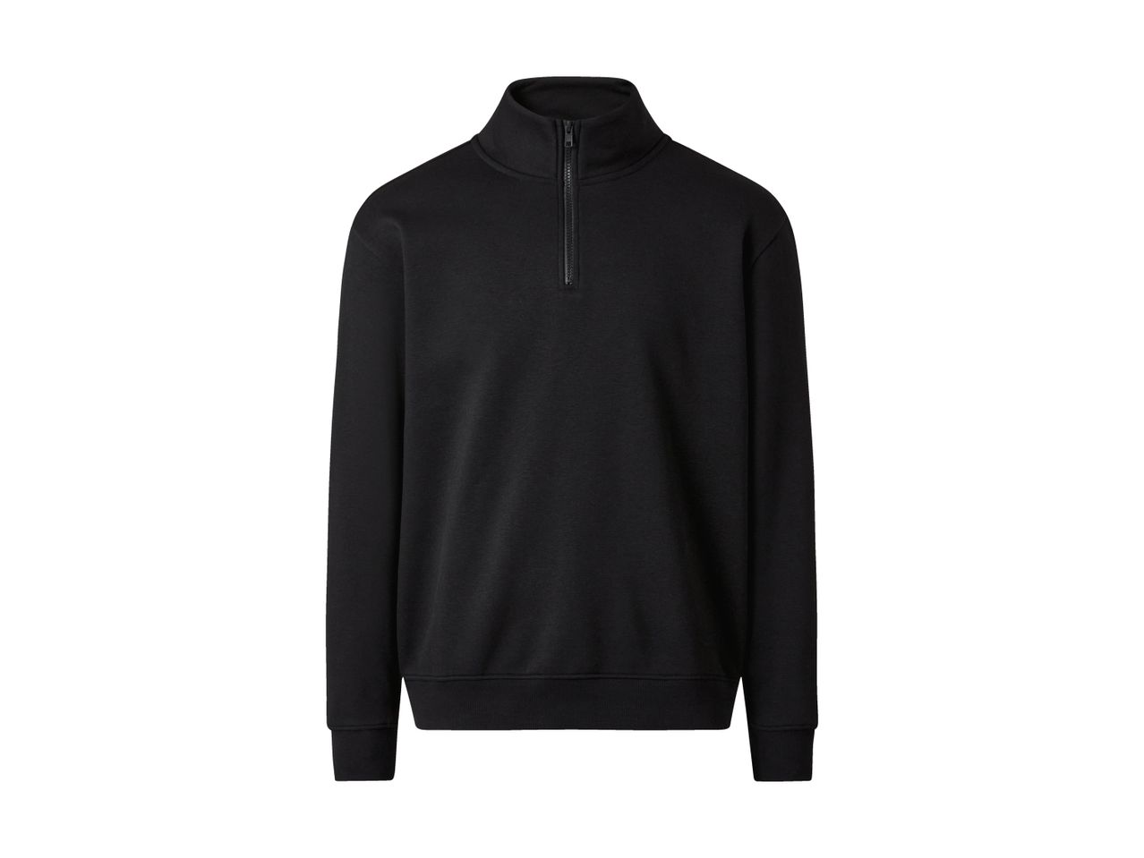 Sort sweatshirt med lynlås i halsen