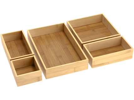 Bambukinių kosmetinių reikmenų dėžučių rinkinys   