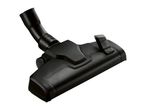 Black vacuum cleaner floor nozzle with a textured surface and an adjustable brush selector