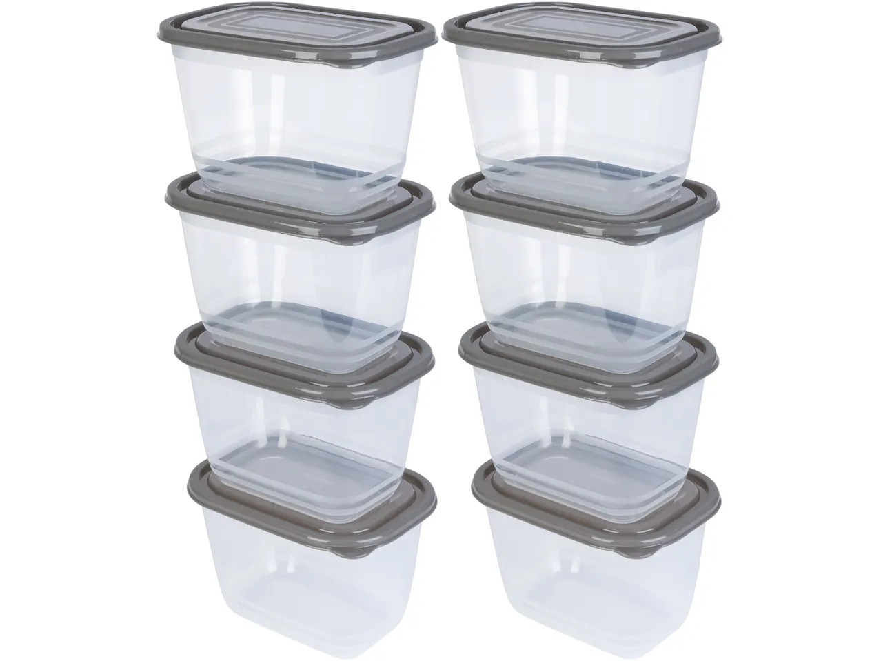 8 transparent Food Storage Containers with black lid