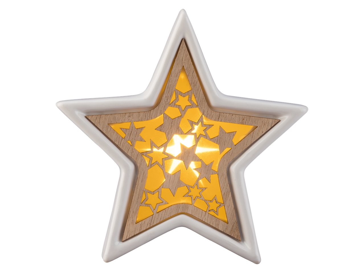 Livarno Home LED-täht, puidust kollaste valgustatud tähtedega