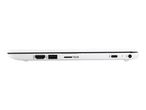 Side view of a white laptop showing HDMI, USB-A, microSD, USB-C, and audio ports.