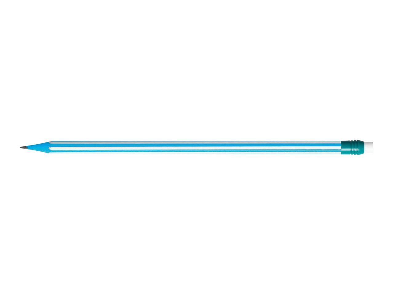 A light blue pencil with a teal eraser.