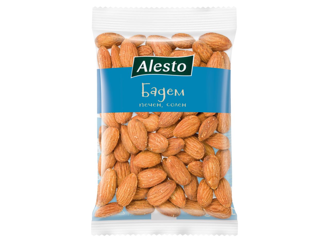 Пакет с печени и осолени бадеми Alesto, 100 g/опаковка.