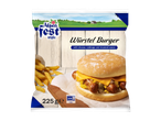 Alpenfest Würstel Burger met frietjes