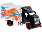 Camião de brinquedo Hot Wheels preto e branco com autocolante 'Rapid Race Parts'