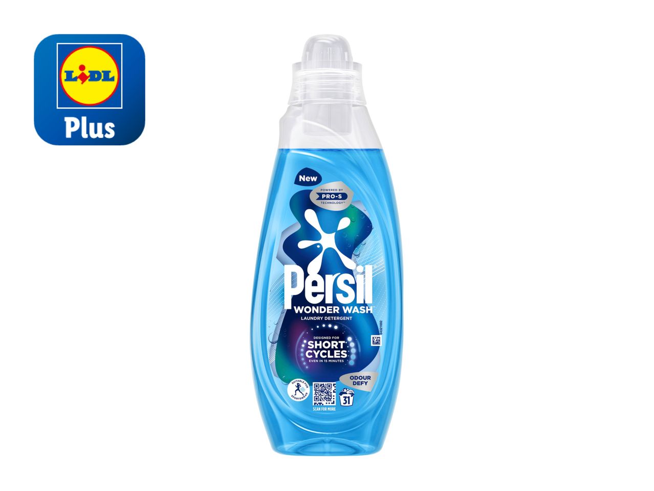 Lidl's Denkmit fabric softener in a blue bottle.