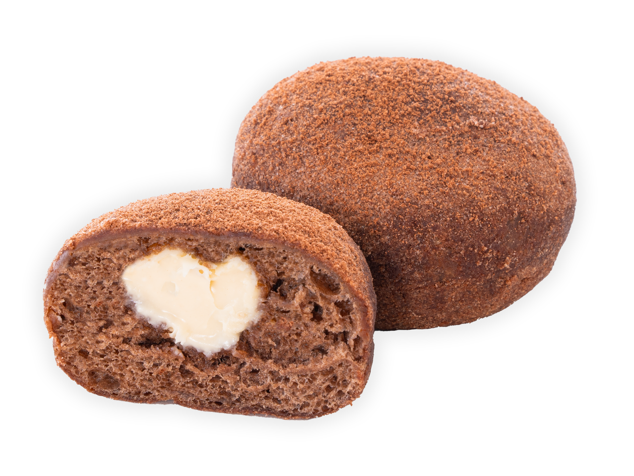 Krafne s čokoladnim nadjevom, posute kakaom.