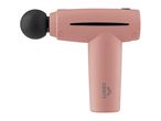 Pink massage gun with a black spherical attachment