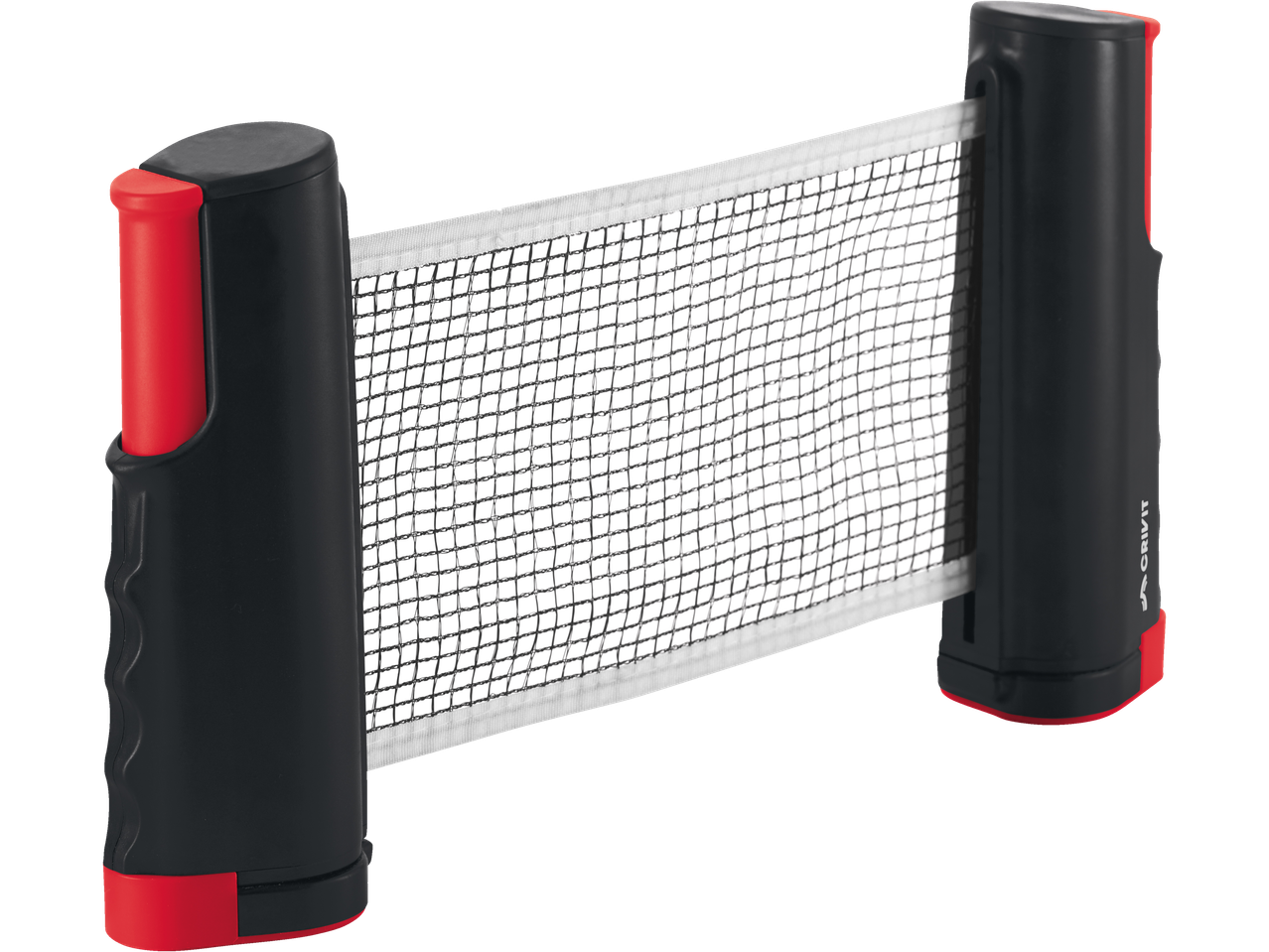 Rede de ténis de mesa Crivit, preto e vermelho.