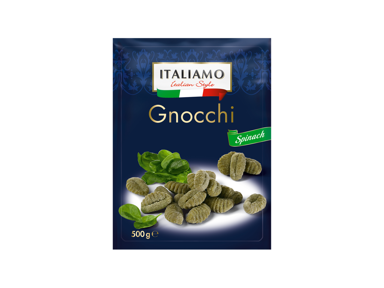 500g Italiaanse stijl spinaziegnocchi.