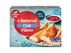 Ocean Sea 4 battered cod fillets: 100% fillet.