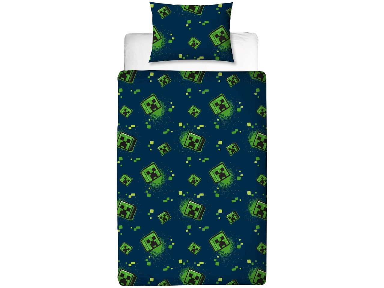 Minecraft Creeper themed duvet cover and pillowcase set