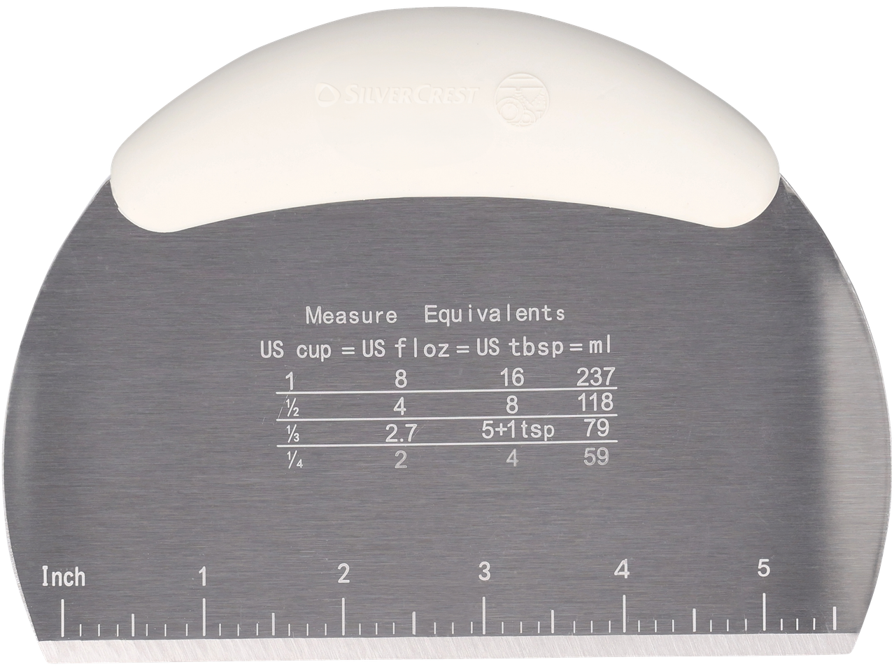 Silvercrest® Кухненски помощник: mīklas skrāpis ar collu mērījumiem un mērvienību pārvēršanu.