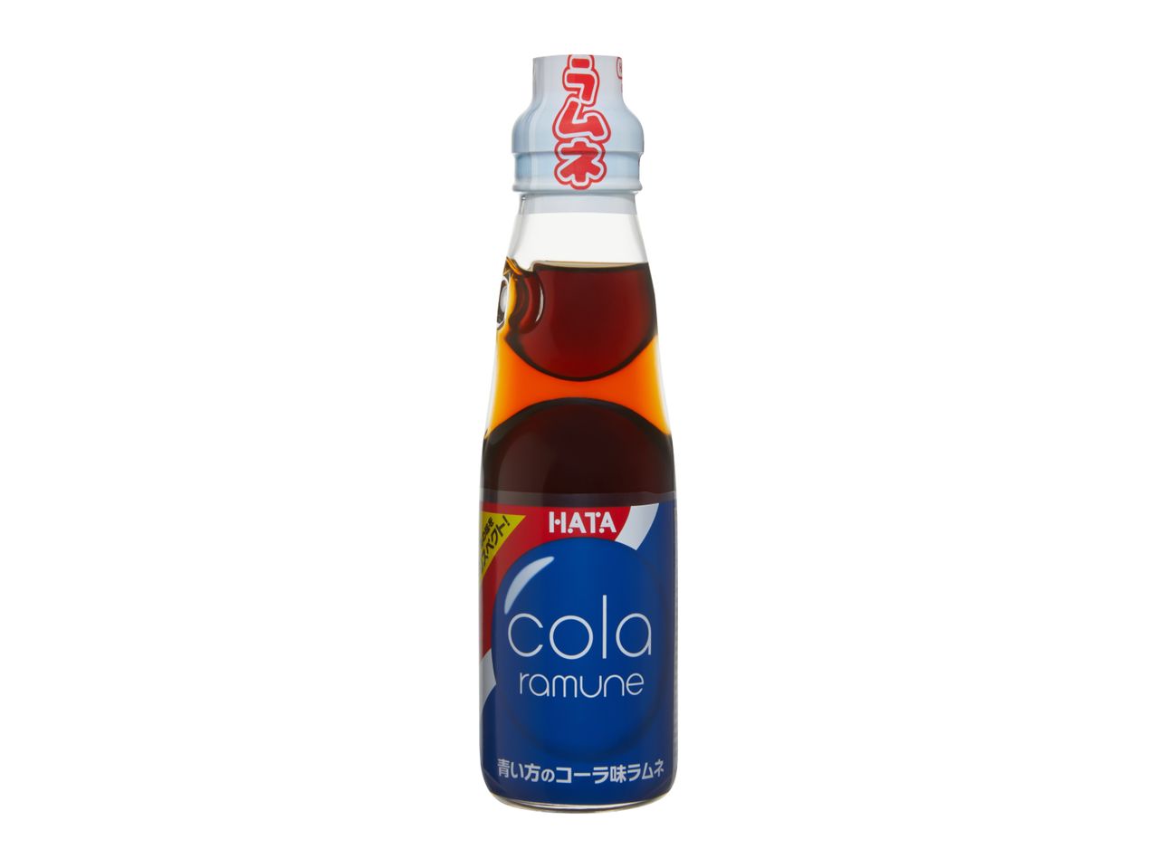 HATA Cola Ramune soda bottle with Japanese text.