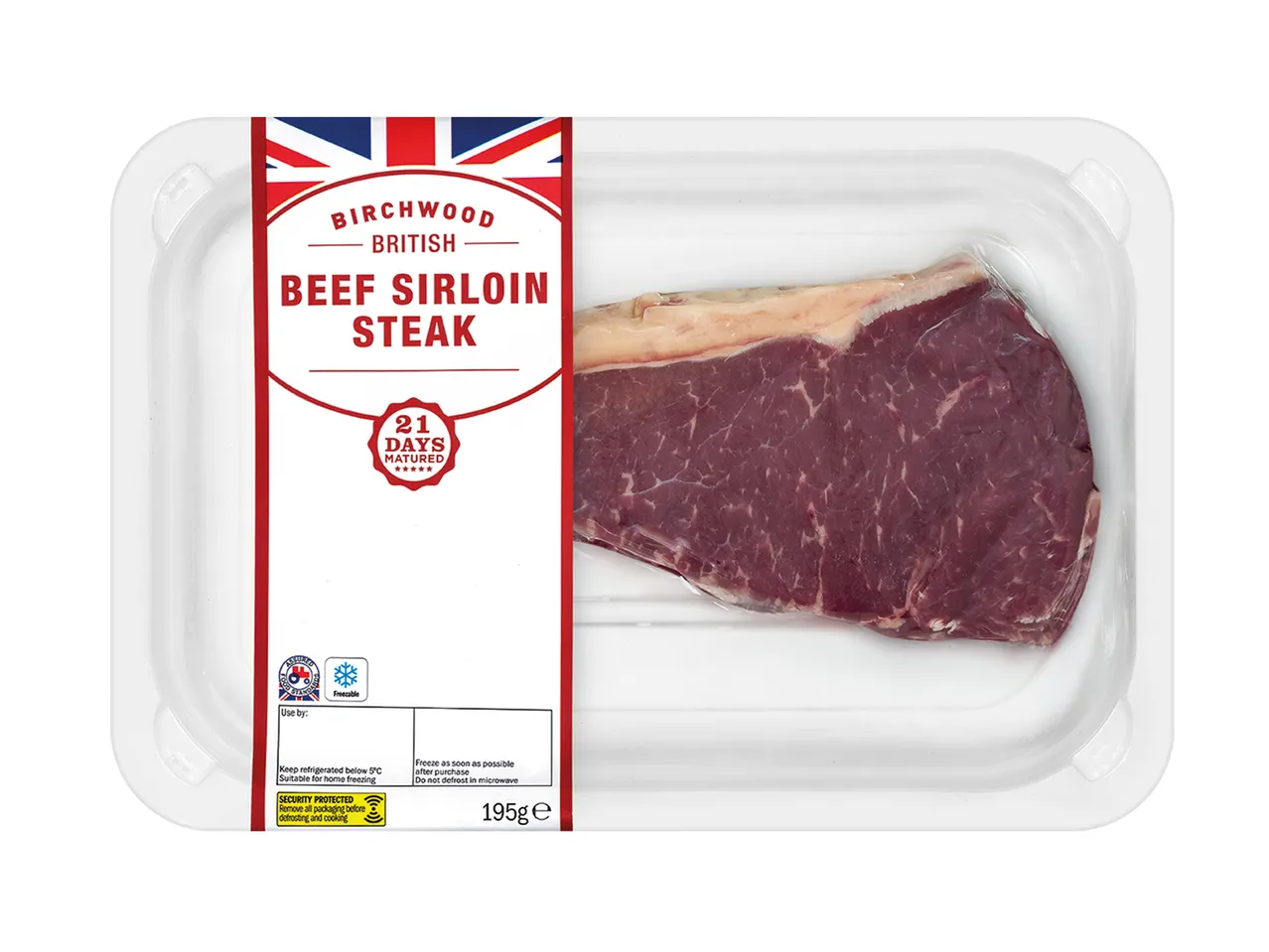 Birchwood British Beef Sirloin Steak, 195g.