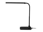 Black LED desk lamp with a flexible neck and rectangular base.