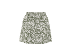 Minissaia ESMARA com estampa floral branca sobre fundo verde-oliva