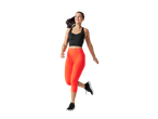 Ragazza che indossa pantaloni sportivi capri arancioni