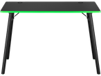 Black gaming table with a green trim and black legs