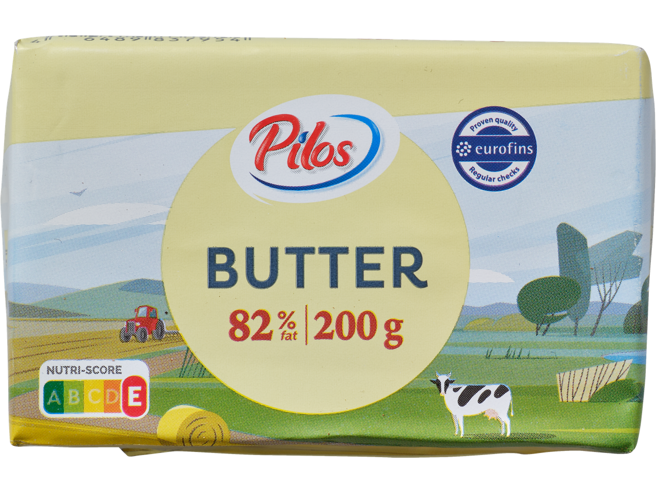 Pilos või 82% rasvasisaldusega, 200g pakend maastikukujunduse ja Nutri-Score E-ga.