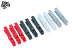 Dirt Devil clothespins in red, black, white, and gray.