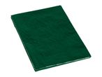 Folded green tarp on a white background