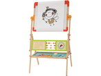 Lupilu® Kids' Wooden Easel with a drawing of a fairy, alphabet, abacus, and clock.