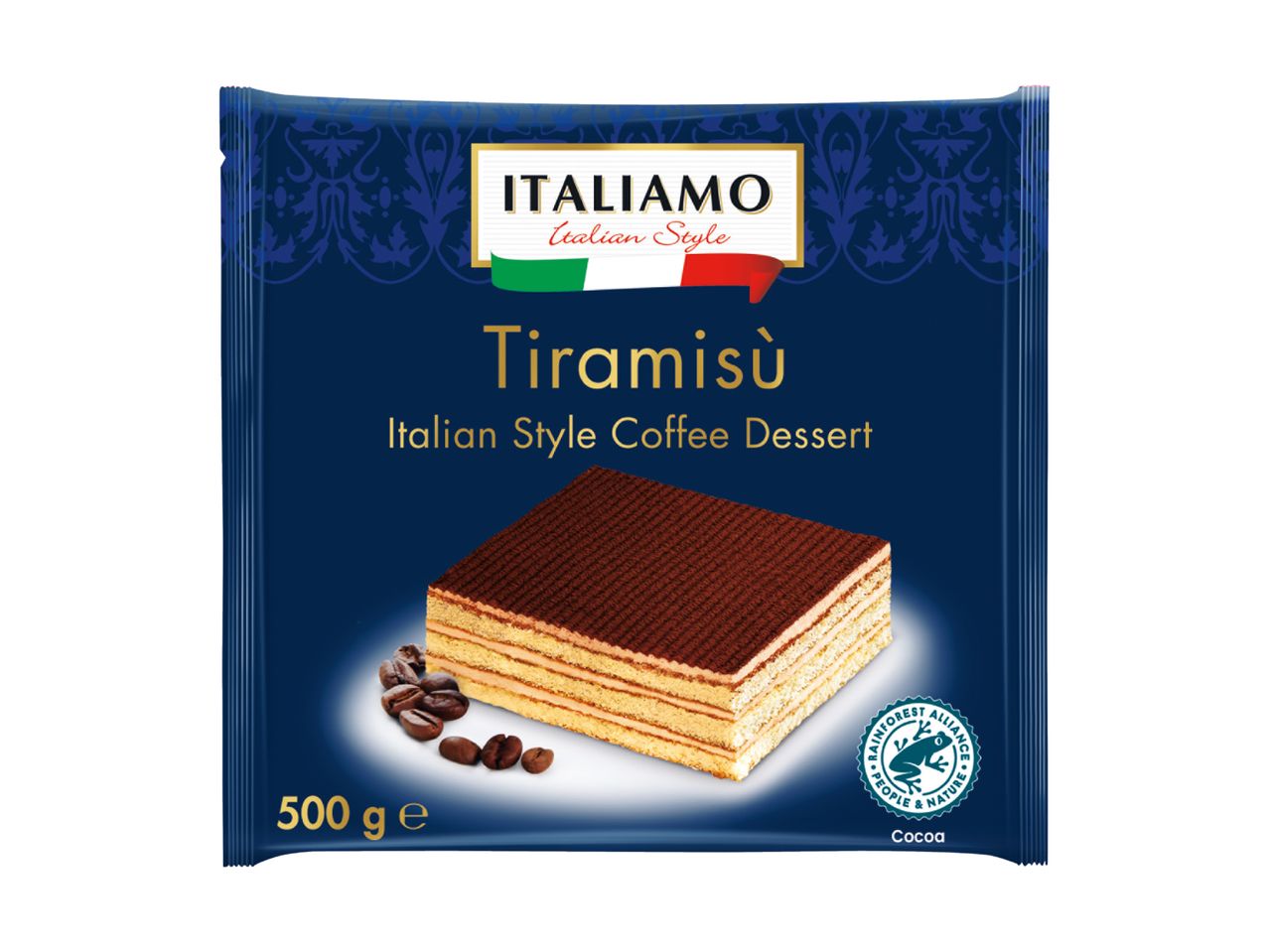 Italimo Tiramisu: coffee dessert, 500g pack.