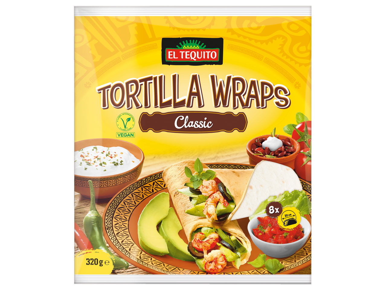 El Tequito tortilla wraps : 8 wraps classiques végétaliens.