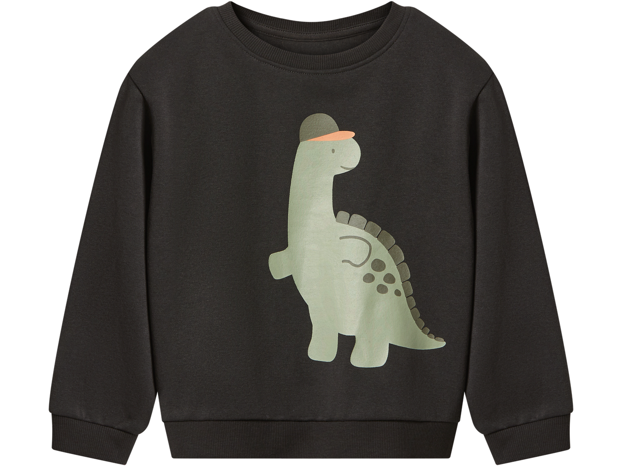 Tamna dječja majica s otiskom zelenog dinosaura s kapom