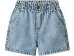 Light blue denim shorts with an elasticated waist and front pockets.