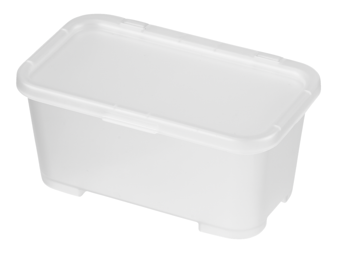 Recipiente de plástico branco com tampa.