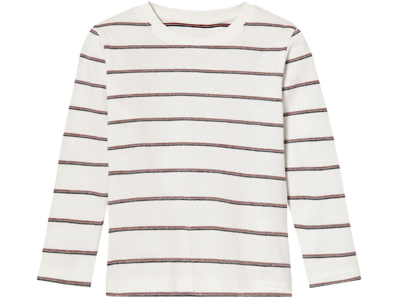 Vit långärmad T-shirt med tunna ränder.