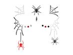 Halloween-themed glitter stickers featuring spiders, spiderwebs, and rhinestones.