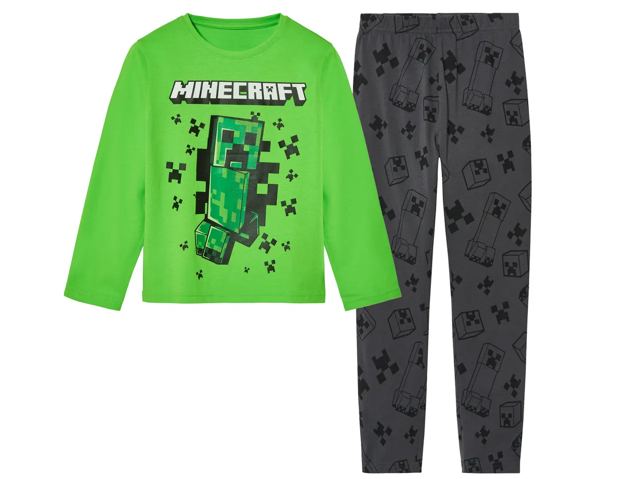 Пижама Minecraft с дълъг ръкав и щампа на Creeper.