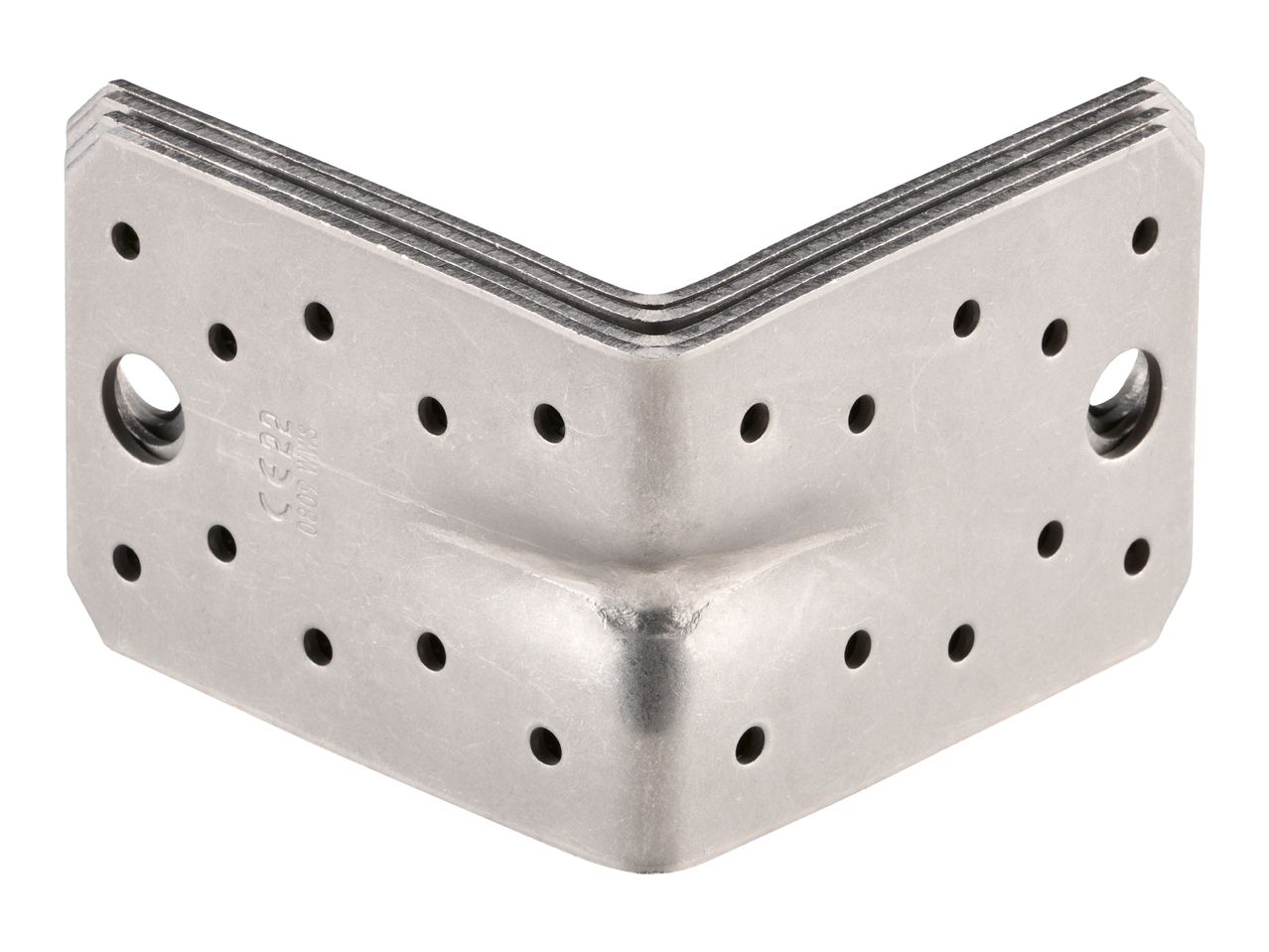 Stack of heavy-duty metal corner brackets with pre-drilled holes