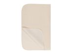 Folded beige fitted sheet with rounded corners