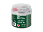 Fine polyester filler and hardener in a container, 250g total weight.