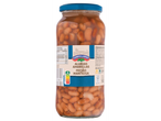 Feijão de Manteiga Campo Largo num frasco de vidro com tampa azul, mostrando informações nutricionais e Nutri-score A.