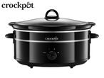Crock-Pot slow cooker with a glass lid and a black finish.
