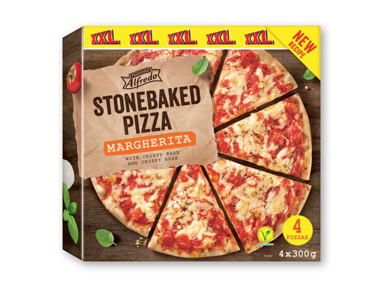Dr. Oetker's frosne stenovnsbagte Margherita pizza.