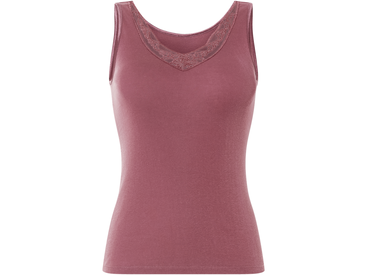 ESMARA moteriški marškinėliai tamsiai rožinės spalvos su nėrinių iškirpte.