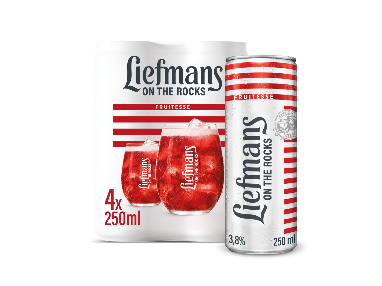Liefmans On The Rocks Fruitesse 4x 250ml blikjesverpakking met enkel blikje.