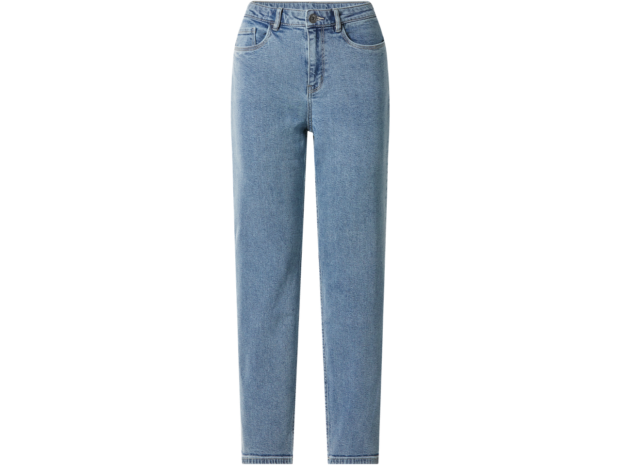 Hele sinised sirge lõikega naiste teksad puuvillaga.