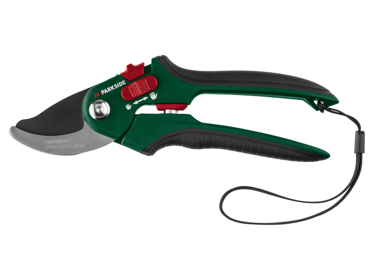 Parkside pügamis-käärid ergonoomilise käepidemega ja nööriga.