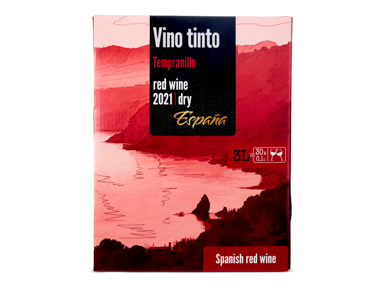 Spaanse Tempranillo droge rode wijn 2021, 3l.